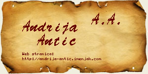 Andrija Antić vizit kartica